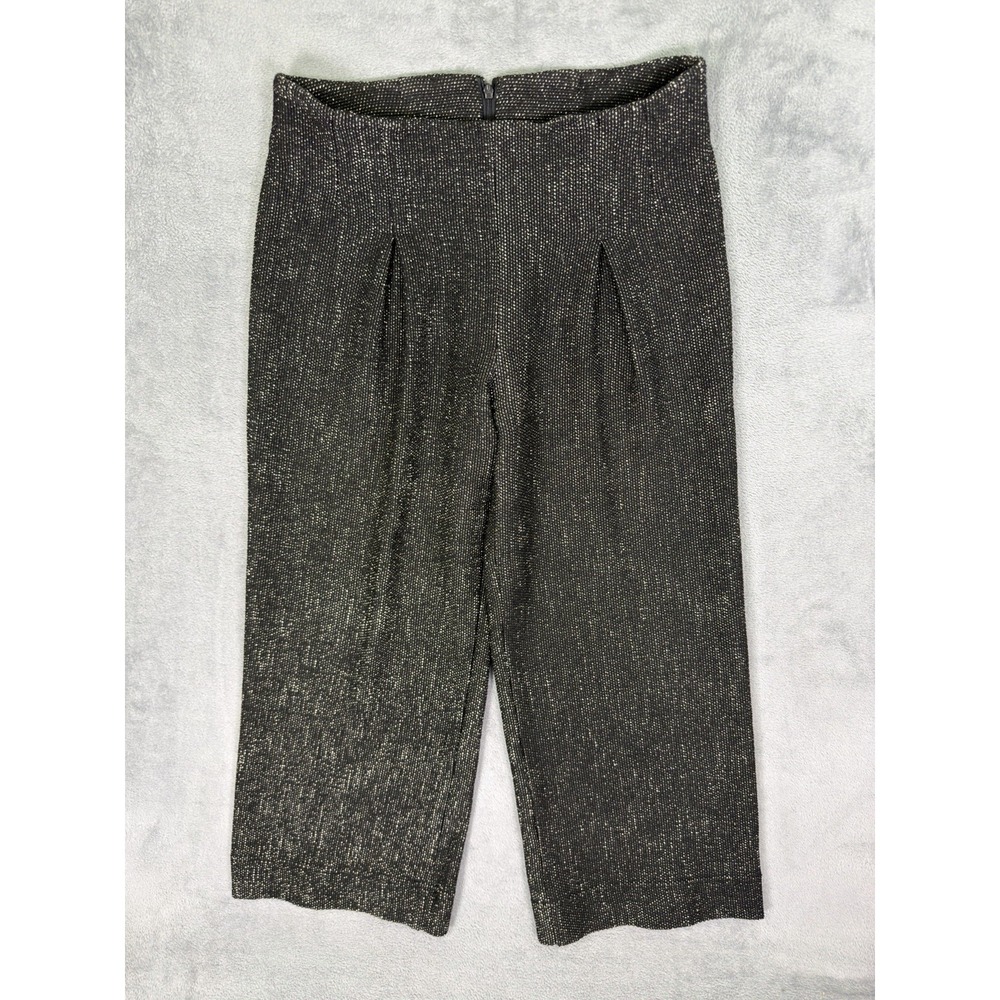 Babette Pants Womens Medium Black Heathered Pleated High Rise Wide Leg VTG USA